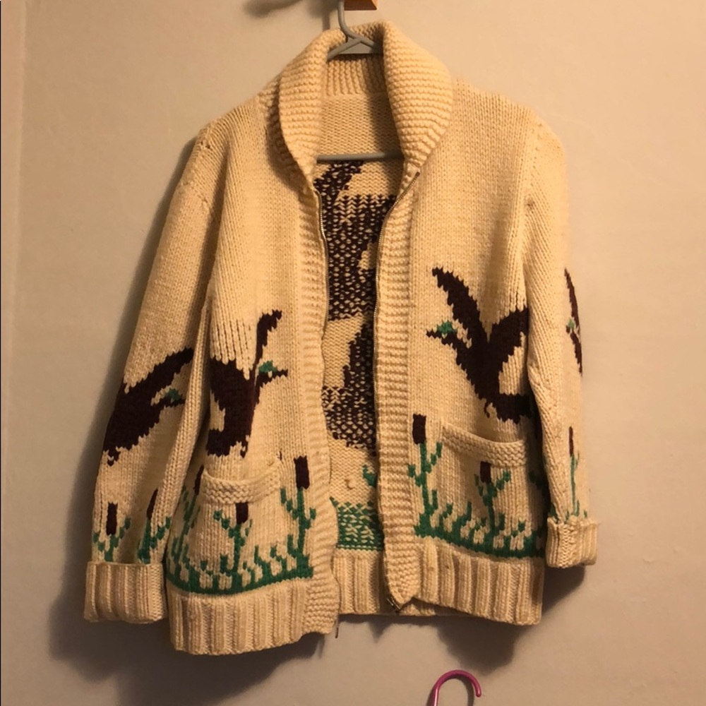 Vintage thick wool zip sweater